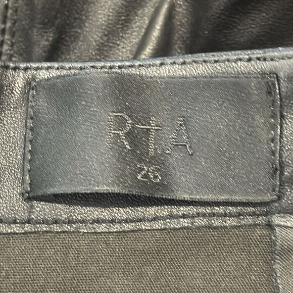 New RTA Kaimi Pant Leather Black Straight Leg Size 26 Revolve - Picture 14 of 16